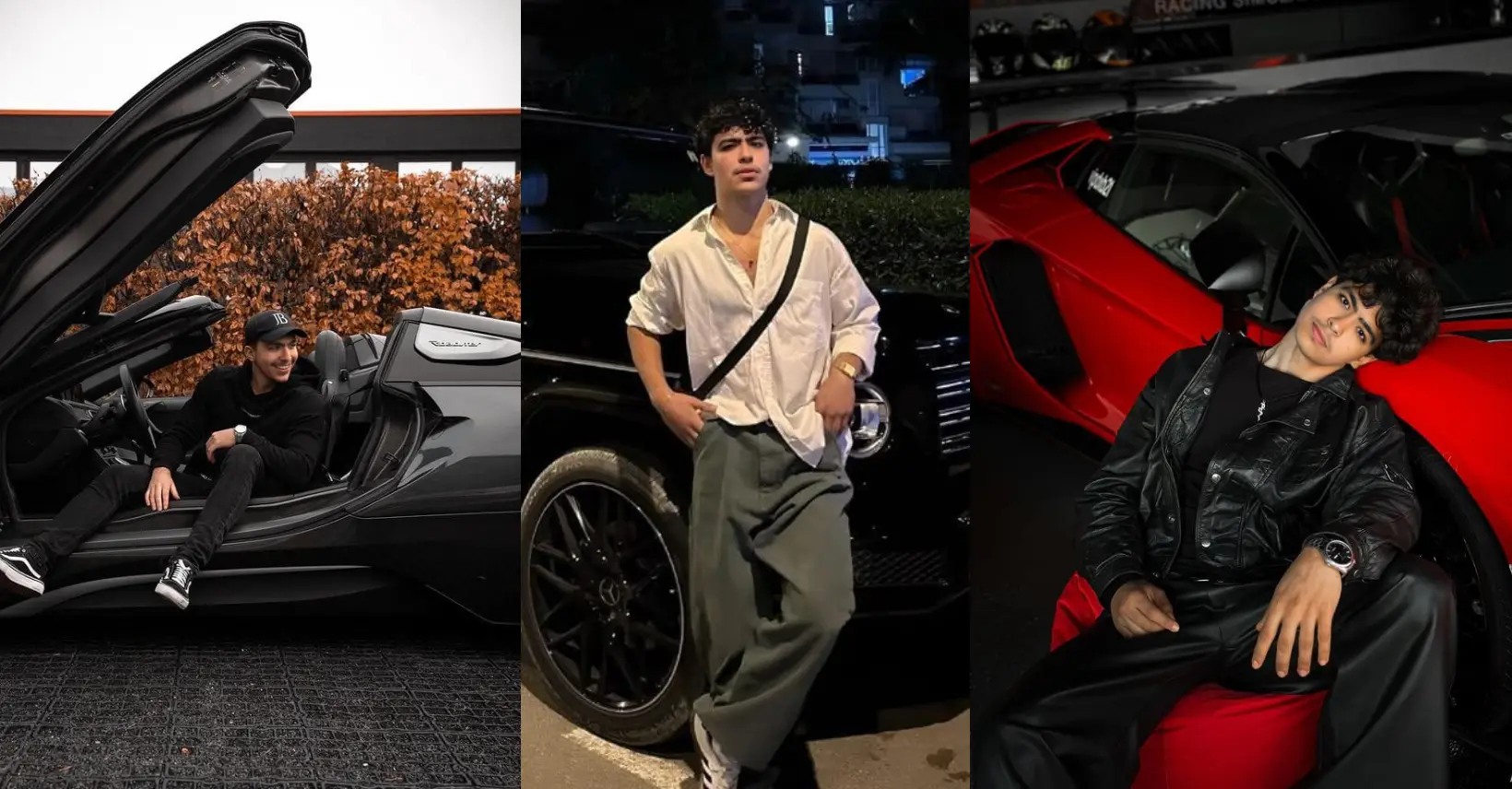 برومبت AI لإنشاء صورة سينمائية واقعية لشاب أمام سيارة رياضية فاخرة داخل كراج عصري